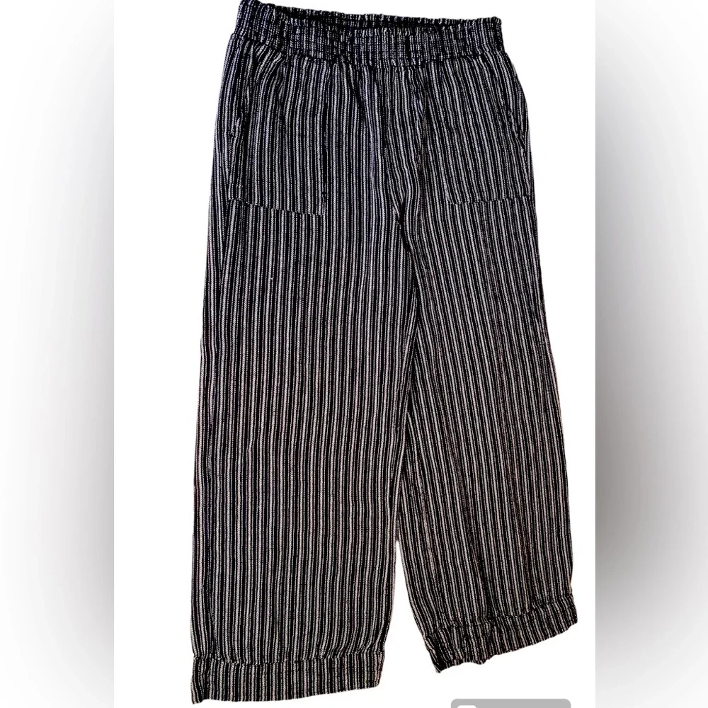 Time & True black and white pull on trousers.